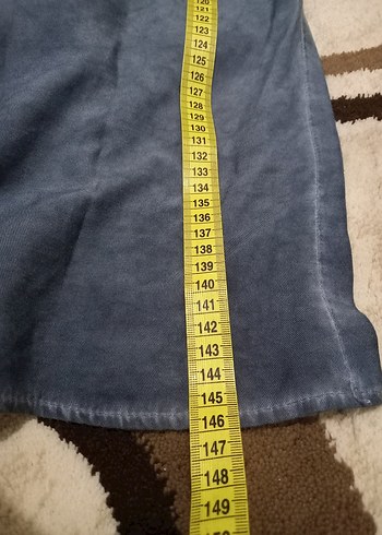 Düğmeli Mavi Uzun Elbise - Görsel 9