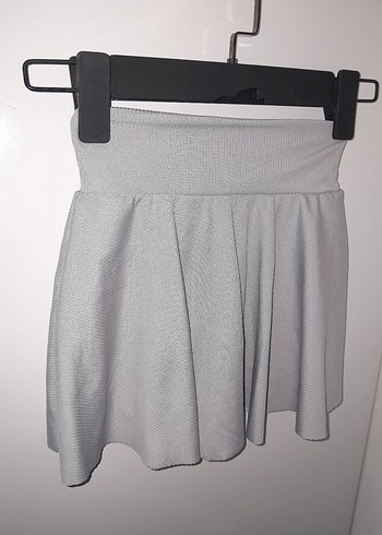 Gri Pilili Mini Etek - Görsel 3