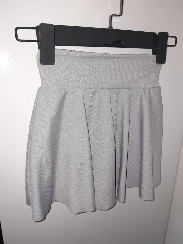 Gri Pilili Mini Etek - Görsel 3