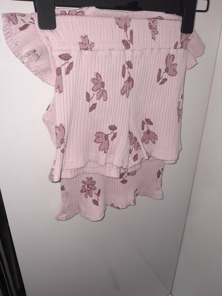 Kız Çocuk Pembe Çiçekli Kısa Kollu Bluz - Görsel 3