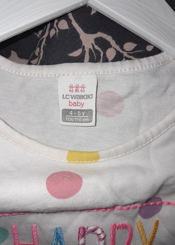 Beyaz Kız Çocuk Baskılı Kısa Kollu Tişört - Görsel 3