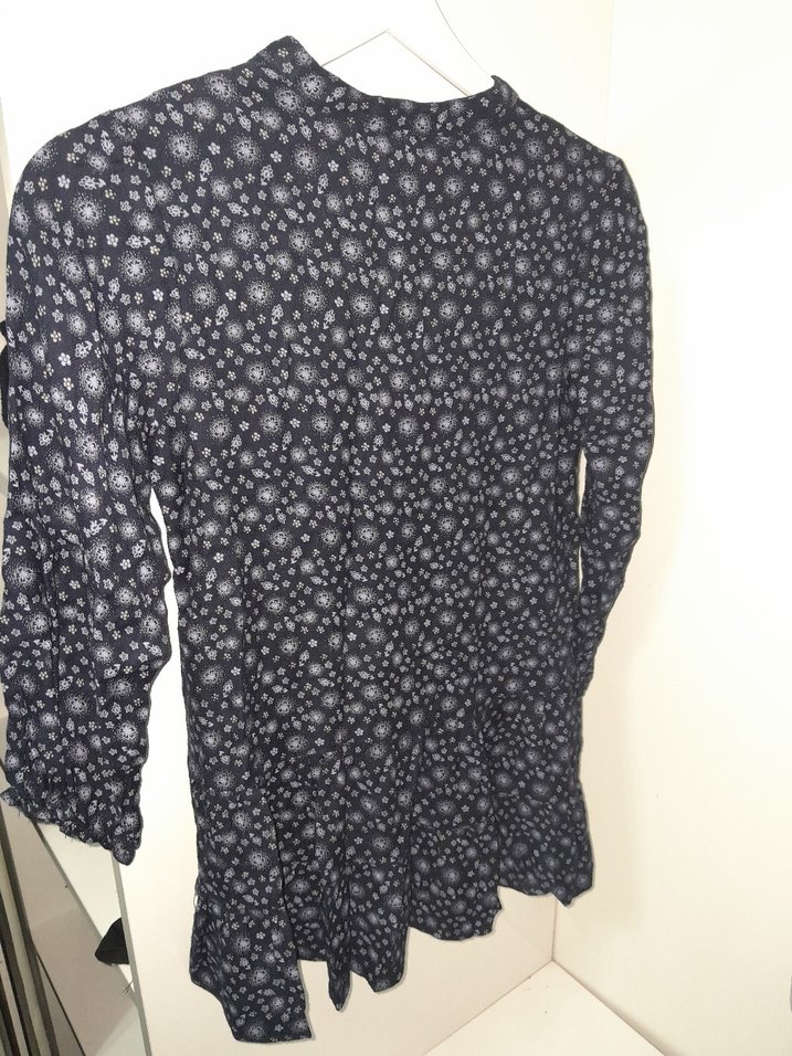 mavi kiz cocuk elbise cicekli - Görsel 2