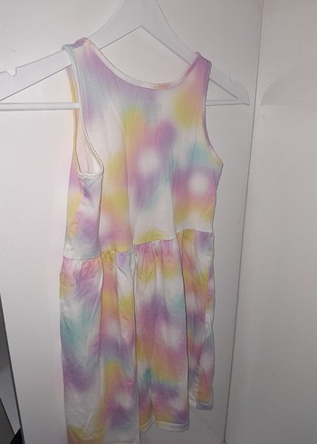 Kız Çocuk Pastel Renkli Batik Desenli Elbise - Görsel 3