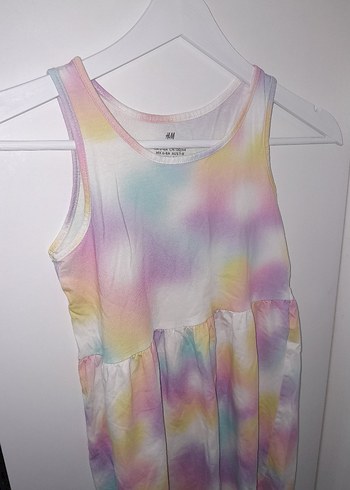 Kız Çocuk Pastel Renkli Batik Desenli Elbise - Görsel 2