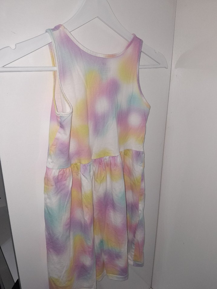 Kız Çocuk Pastel Renkli Batik Desenli Elbise - Görsel 3