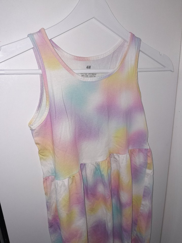 Kız Çocuk Pastel Renkli Batik Desenli Elbise - Görsel 2