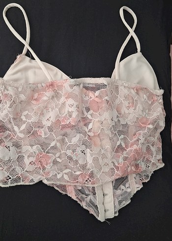 Dantel İşlemeli Pembe Mini Bustiyer - Görsel 9