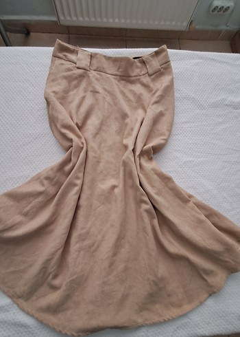 Bej Midi Pamuklu Salaş Etek - Görsel 3