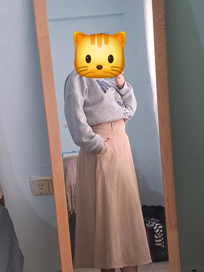 Bej Midi Pamuklu Salaş Etek - Görsel 2