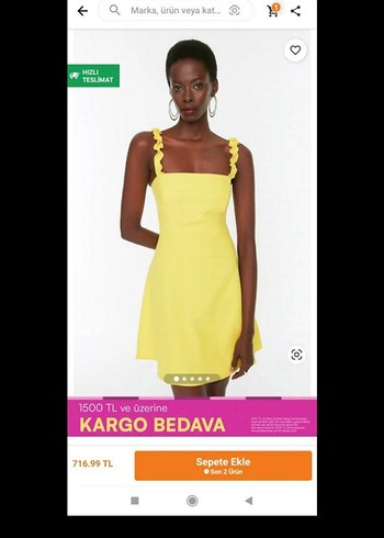 Sarı Askılı Elbise - Görsel 3