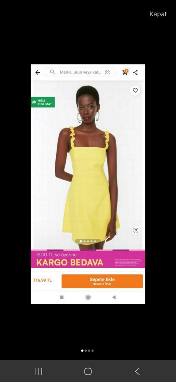 Sarı Askılı Elbise - Görsel 3