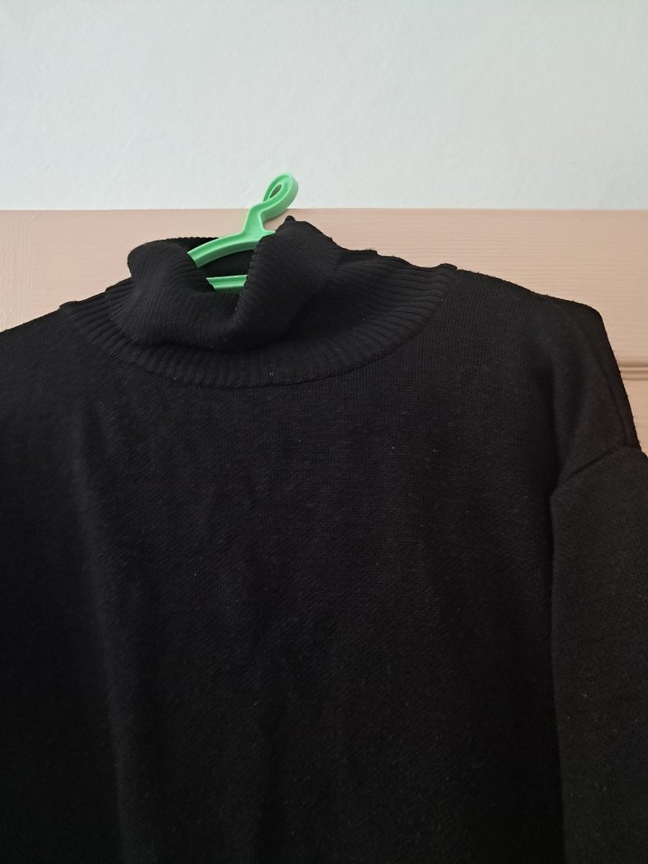 Siyah Kadın Boğazlı Triko Kazak - Görsel 2