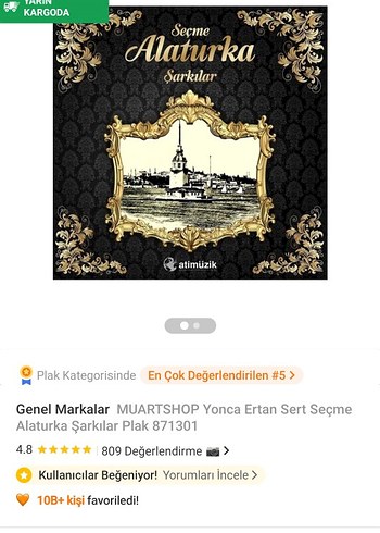 Seçme Alaturka Şarkılar Plak