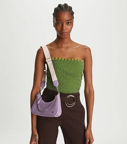  Beden mor Renk Tory Burch Small 151 Mercer Spazzolato Crescent çanta