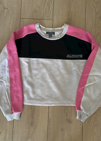 Pembe Baskılı Kadın Sweatshirt Polarlı