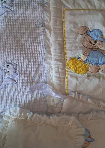 Nakışlı Mavi Pamuk Bebek Uyku Seti - Görsel 2