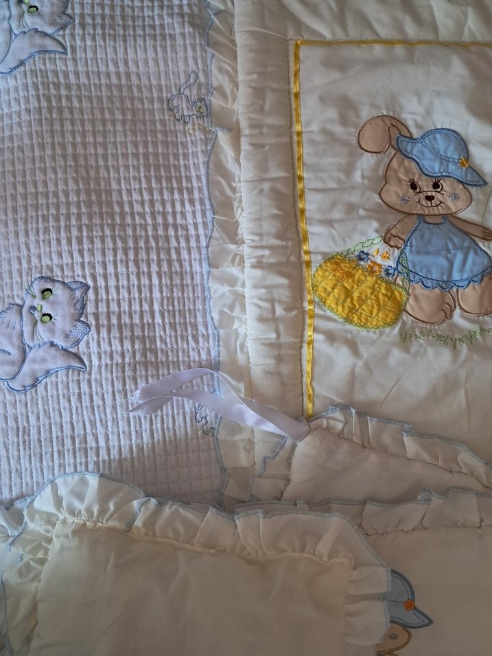 Nakışlı Mavi Pamuk Bebek Uyku Seti - Görsel 2