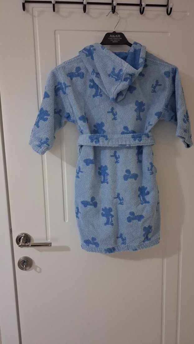 Baskılı Mavi Erkek Çocuk Bornoz - Görsel 2