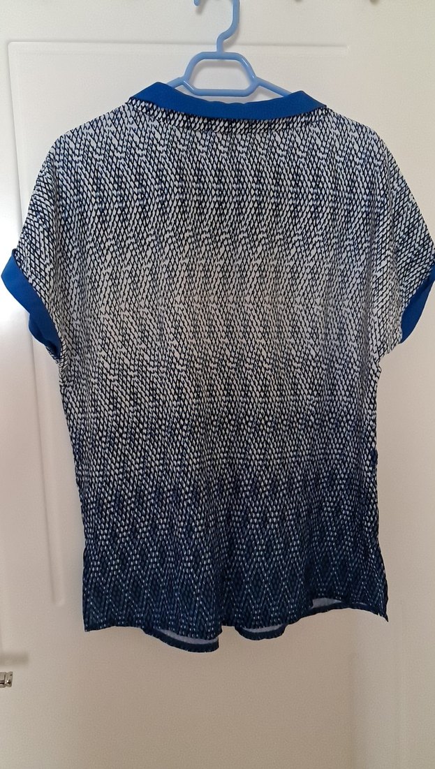 Düğmeli Kısa Kollu Mavi Fusion Gömlek - Görsel 3