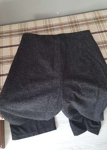 Fermuarlı Gri Mini Kumaş pantolom - Görsel 4