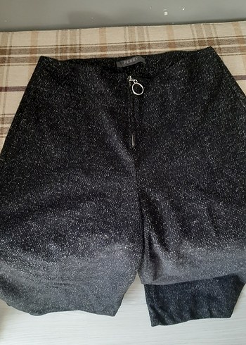 Fermuarlı Gri Mini Kumaş pantolom - Görsel 2