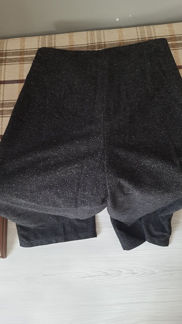 Fermuarlı Gri Mini Kumaş pantolom - Görsel 3