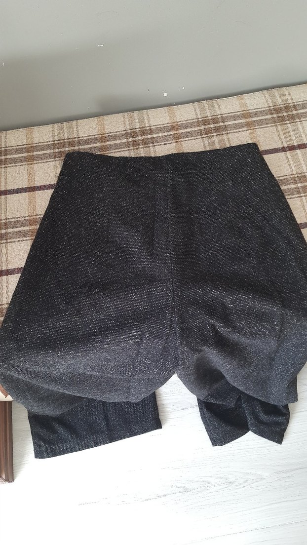 Fermuarlı Gri Mini Kumaş pantolom - Görsel 4