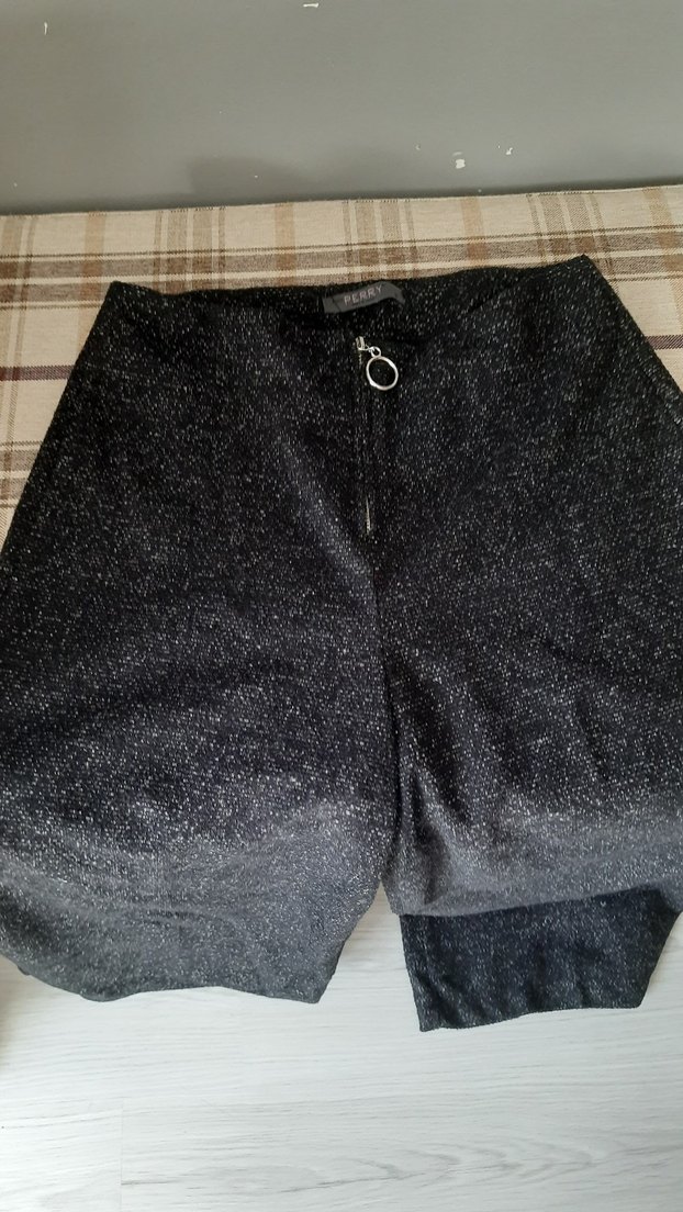 Fermuarlı Gri Mini Kumaş pantolom - Görsel 2