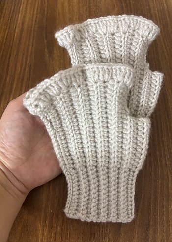 Kadın Bohem Örgü Eldiven Beyaz - Görsel 2