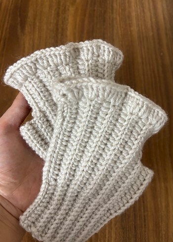 Kadın Bohem Örgü Eldiven Beyaz - Görsel 3