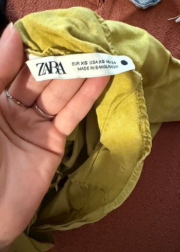 Zara Sarı Keten Drapeli Kadın Şal