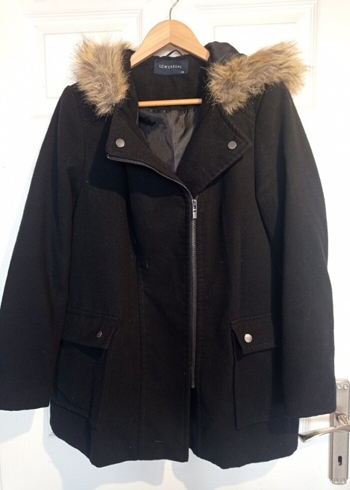 Şapkalı kaşe kaban - Görsel 2