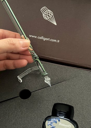 Cam Uçlu Kalem Seti ve Mavi Mürekkep - Görsel 2