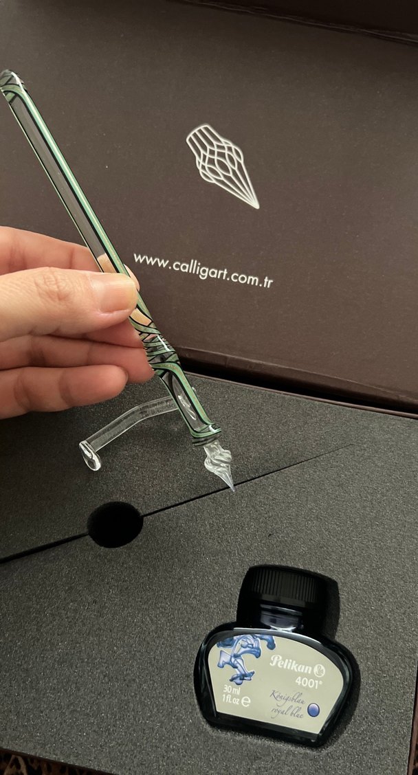 Cam Uçlu Kalem Seti ve Mavi Mürekkep - Görsel 2
