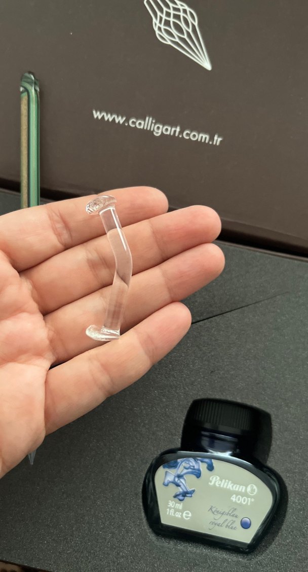 Cam Uçlu Kalem Seti ve Mavi Mürekkep - Görsel 3