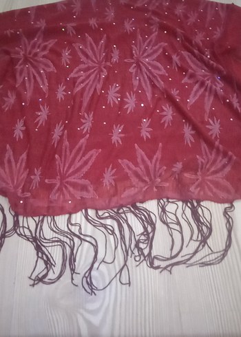 Pembe Payetli Kadın Fular ince bir şal genişliği 50 santim - Görsel 3