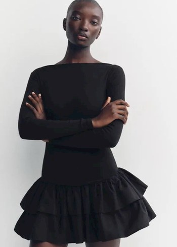 Zara Uzun Kollu Mini Elbise