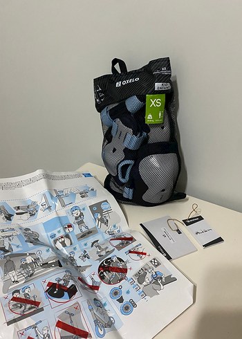 Mavi Gri Plastik Motokros Dizlik, Dirseklik, Bileklik seti Velcr - Görsel 10