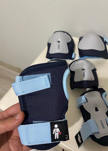 Mavi Gri Plastik Motokros Dizlik, Dirseklik, Bileklik seti Velcr - Görsel 8
