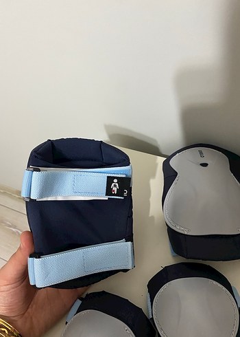 Mavi Gri Plastik Motokros Dizlik, Dirseklik, Bileklik seti Velcr - Görsel 6