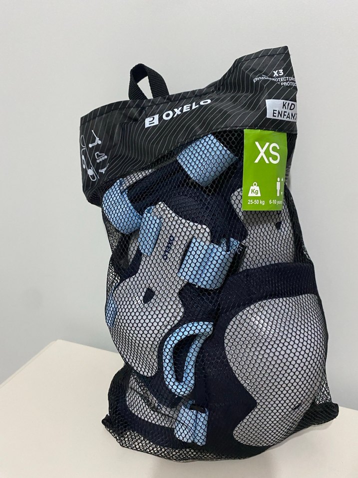 Mavi Gri Plastik Motokros Dizlik, Dirseklik, Bileklik seti Velcr - Görsel 3