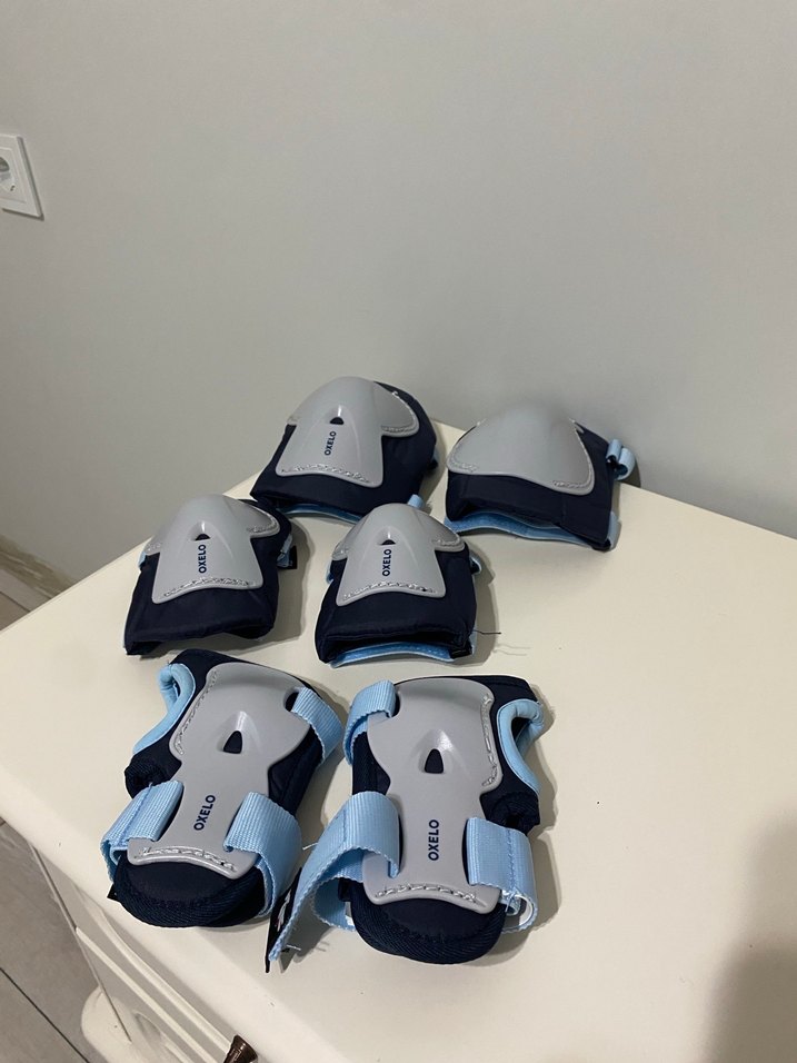 Mavi Gri Plastik Motokros Dizlik, Dirseklik, Bileklik seti Velcr - Görsel 4