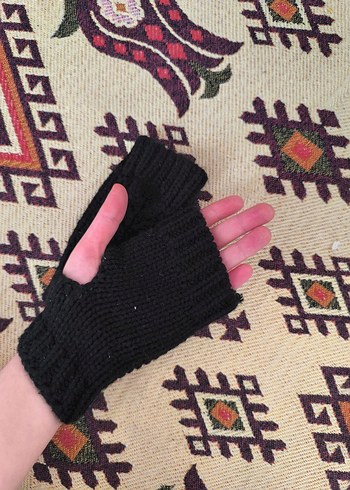 Siyah Bohem Örgü Parmaksız Eldiven DeFacto - Görsel 3
