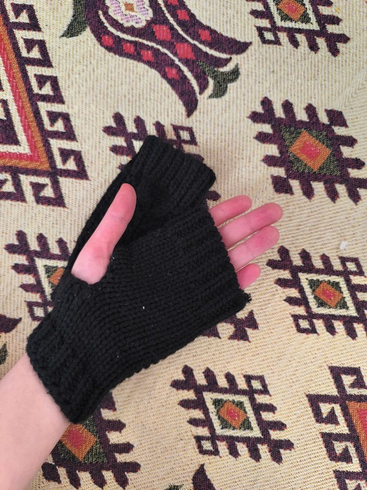 Siyah Bohem Örgü Parmaksız Eldiven DeFacto - Görsel 3