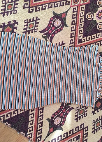 Çizgili, Pliseli, Kısa Kesim elbise Koton - Görsel 2