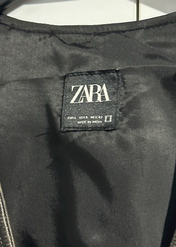 Zara Hakiki Deri Vintage Görünümlü Yelek - Görsel 3