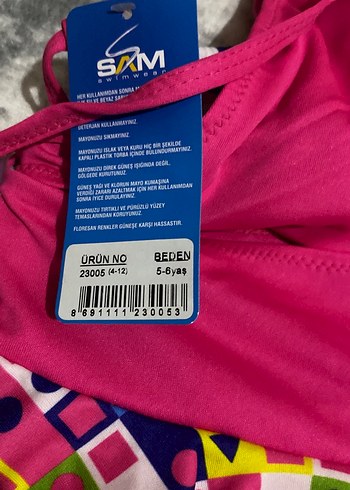 Renkli Desenli Kız Çocuk Bikini Takımı - Görsel 3