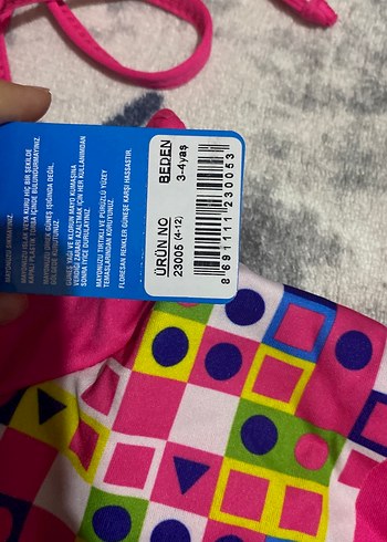 Pembe Renkli Kız Çocuk Bikini ve Etek Takımı - Görsel 2