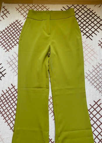 Yağ yeşili Midi Kumaş Pantolon