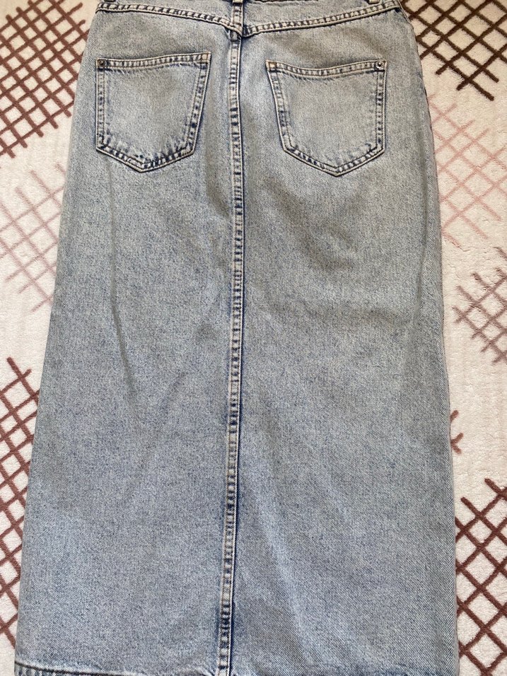 Gri Batik Desenli Uzun Kot Etek - Görsel 2